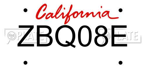 ZBQ08E California License Plate
