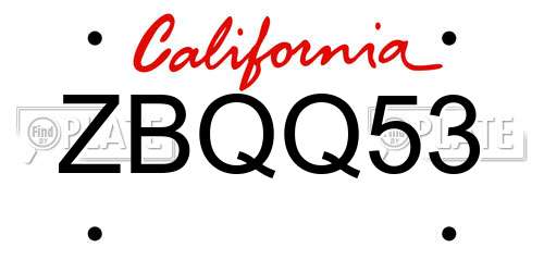 ZBQQ53 California License Plate