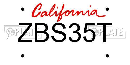ZBS35T California License Plate