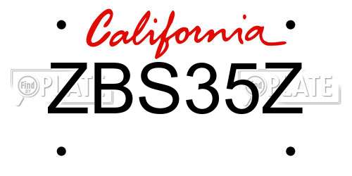 ZBS35Z California License Plate