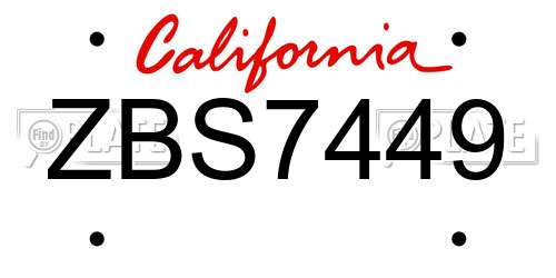 ZBS7449 California License Plate