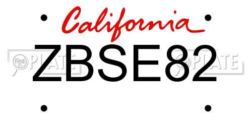 ZBSE82 California License Plate