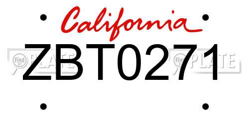 ZBT0271 California License Plate