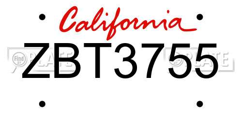 ZBT3755 California License Plate