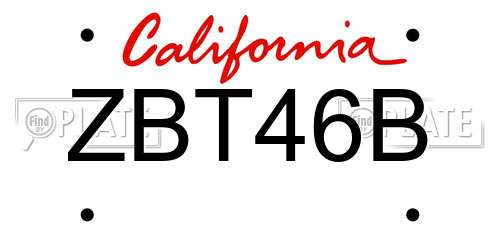 ZBT46B California License Plate
