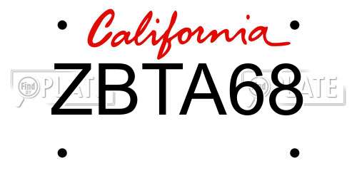 ZBTA68 California License Plate
