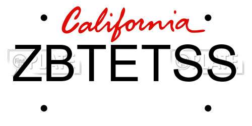 ZBTETSS California License Plate