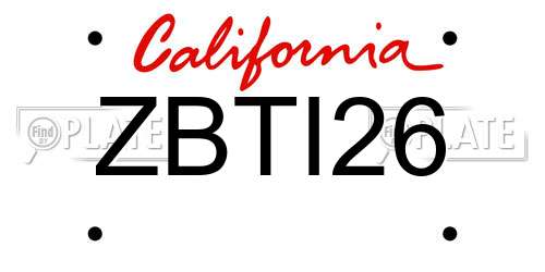 ZBTI26 California License Plate