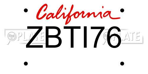 ZBTI76 California License Plate