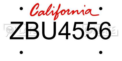 ZBU4556 California License Plate