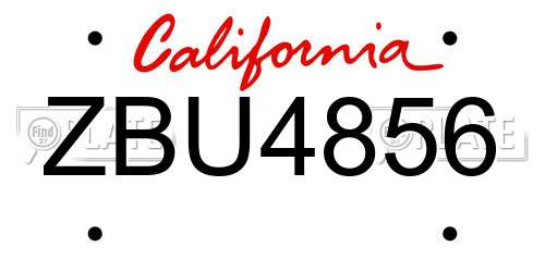 ZBU4856 California License Plate