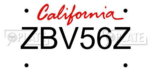 ZBV56Z California License Plate