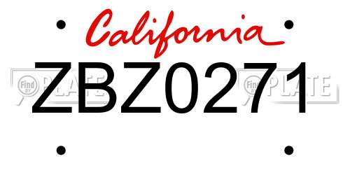 ZBZ0271 California License Plate