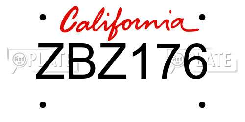 ZBZ176 California License Plate