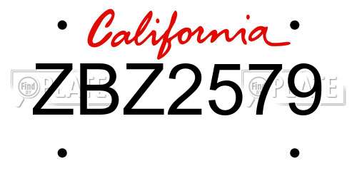 ZBZ2579 California License Plate