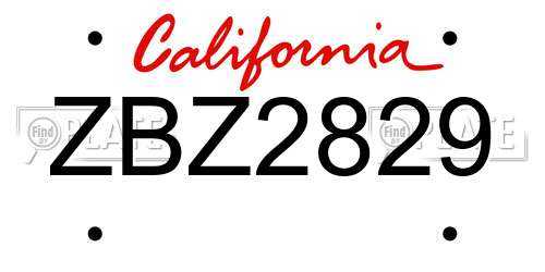 ZBZ2829 California License Plate