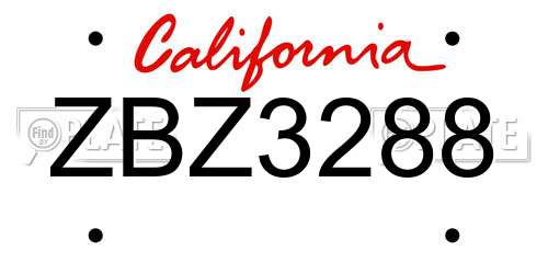 ZBZ3288 California License Plate