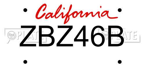 ZBZ46B California License Plate