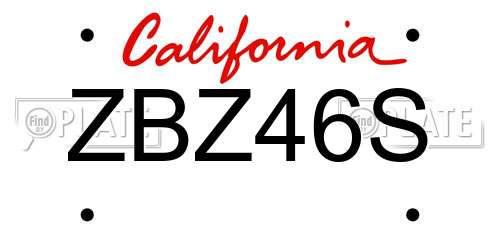 ZBZ46S California License Plate