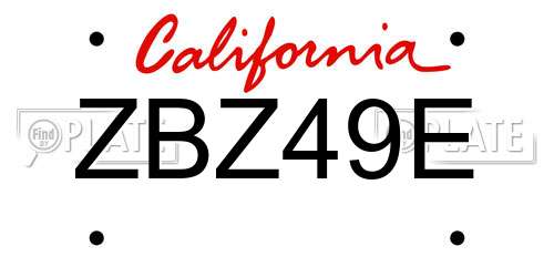 ZBZ49E California License Plate