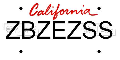 ZBZEZSS California License Plate