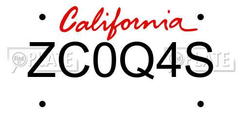 ZC0Q4S California License Plate
