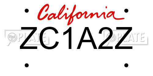 ZC1A2Z California License Plate