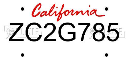ZC2G785 California License Plate