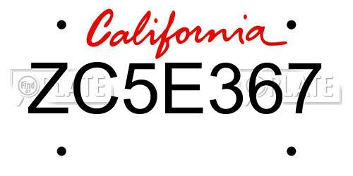 ZC5E367 California License Plate