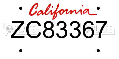 ZC83367 California License Plate