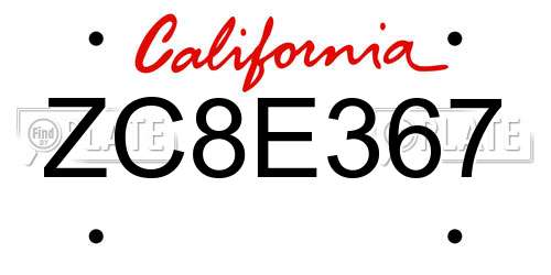 ZC8E367 California License Plate