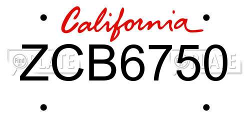ZCB6750 California License Plate