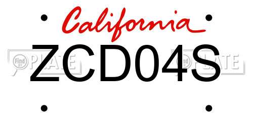 ZCD04S California License Plate