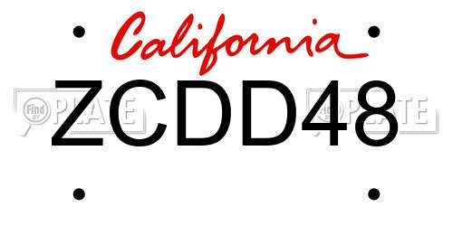 ZCDD48 California License Plate