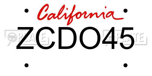 ZCDO45 California License Plate