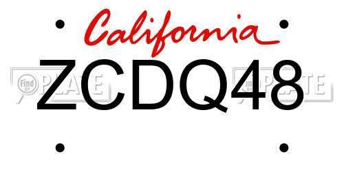 ZCDQ48 California License Plate