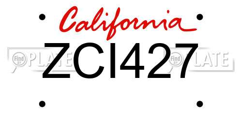 ZCI427 California License Plate