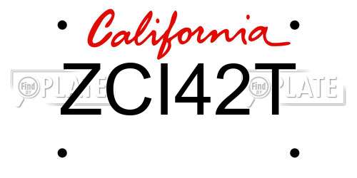 ZCI42T California License Plate