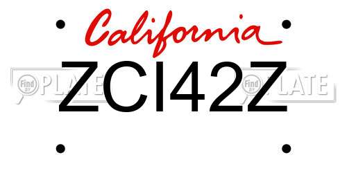 ZCI42Z California License Plate