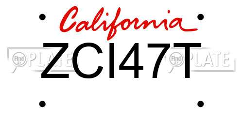 ZCI47T California License Plate