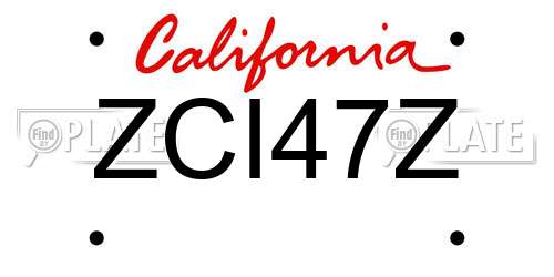 ZCI47Z California License Plate
