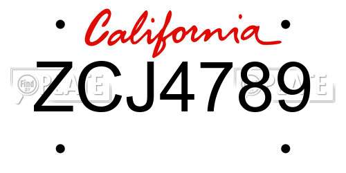 ZCJ4789 California License Plate