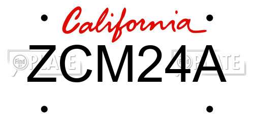 ZCM24A California License Plate