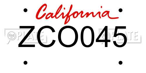 ZCO045 California License Plate