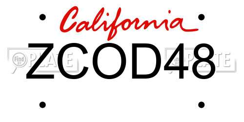 ZCOD48 California License Plate