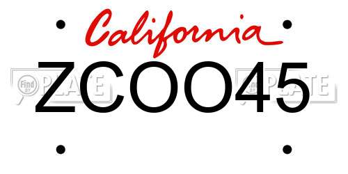 ZCOO45 California License Plate