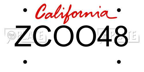ZCOO48 California License Plate