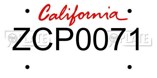 ZCP0071 California License Plate