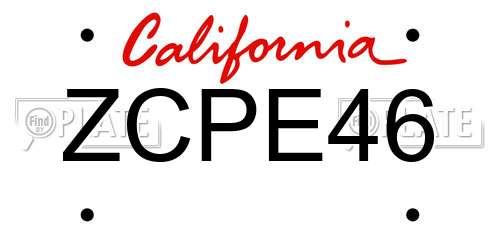 ZCPE46 California License Plate