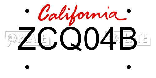 ZCQ04B California License Plate